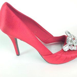 Satin Peeptoe Stiletto heels with Crystal Rhinestones
